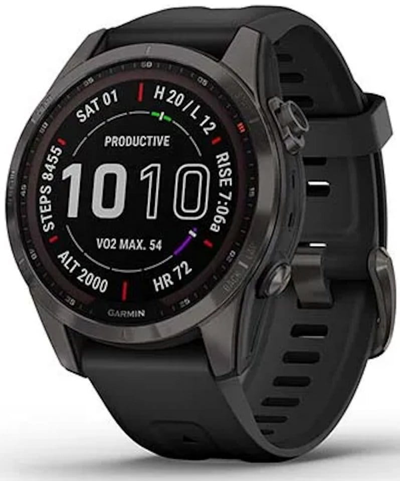 Uhren Garmin fenix 7S PRO Sapphire Solar, Titan Carbon Gray DLC/ Black Silicone Band