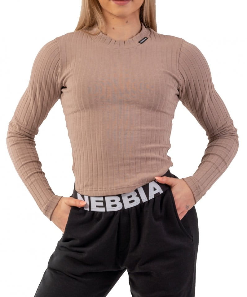 Langarm-T-Shirt Nebbia Organic Cotton Ribbed Long Sleeve Top