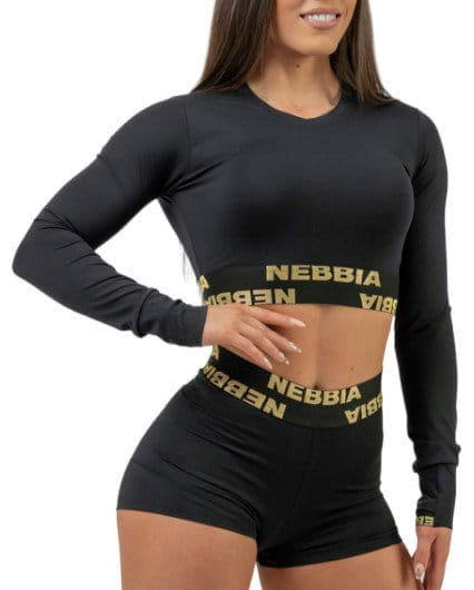 Langarm-T-Shirt NEBBIA Women s Long Sleeve Crop Top INTENSE Perform Gold